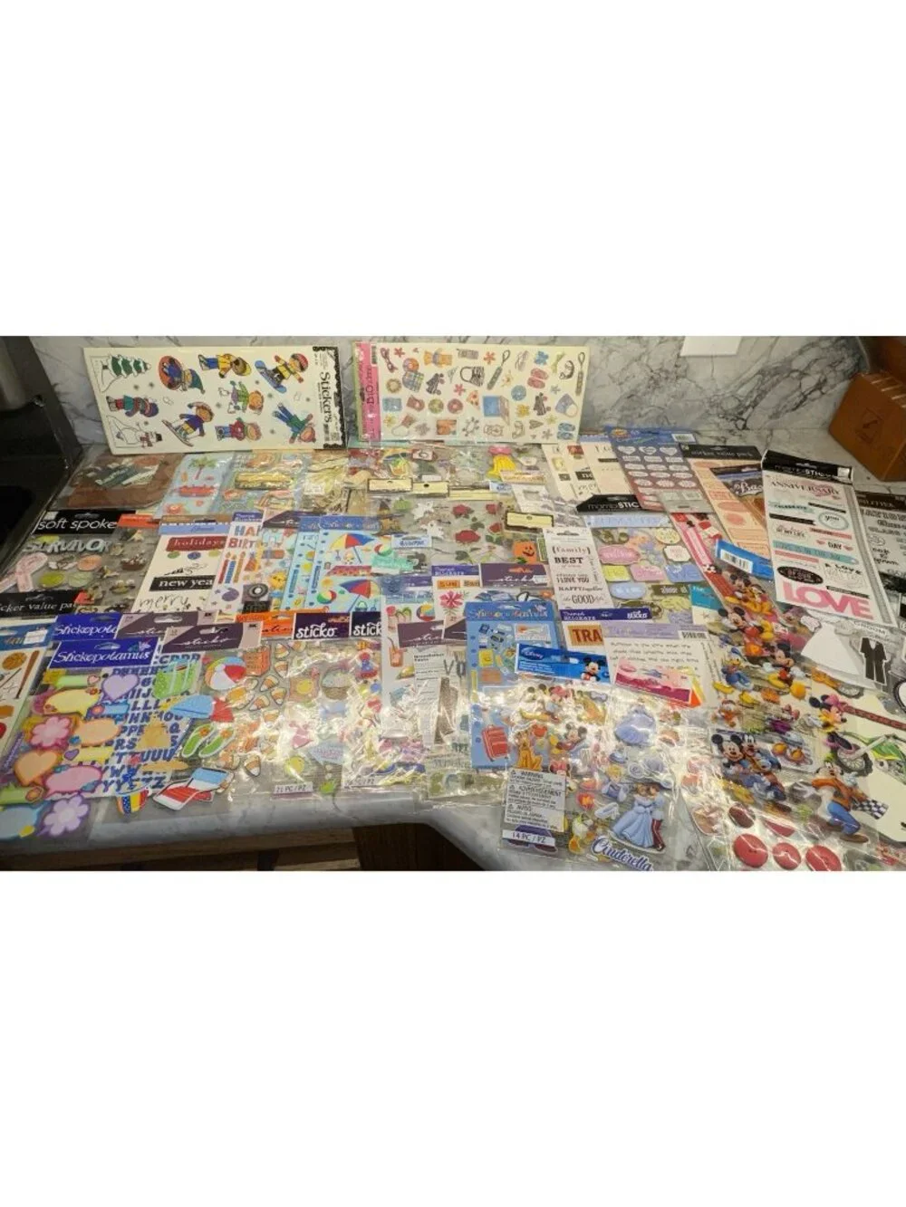 Lot Of 70 Pkgs NEW Scrapbook Stickers Jolees Sticko Disney Recollections 3D